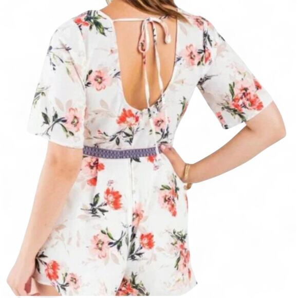 Francesca's X Three Pink Hearts | Boho Print Floral Lined Romper - Small - Picture 2 of 11